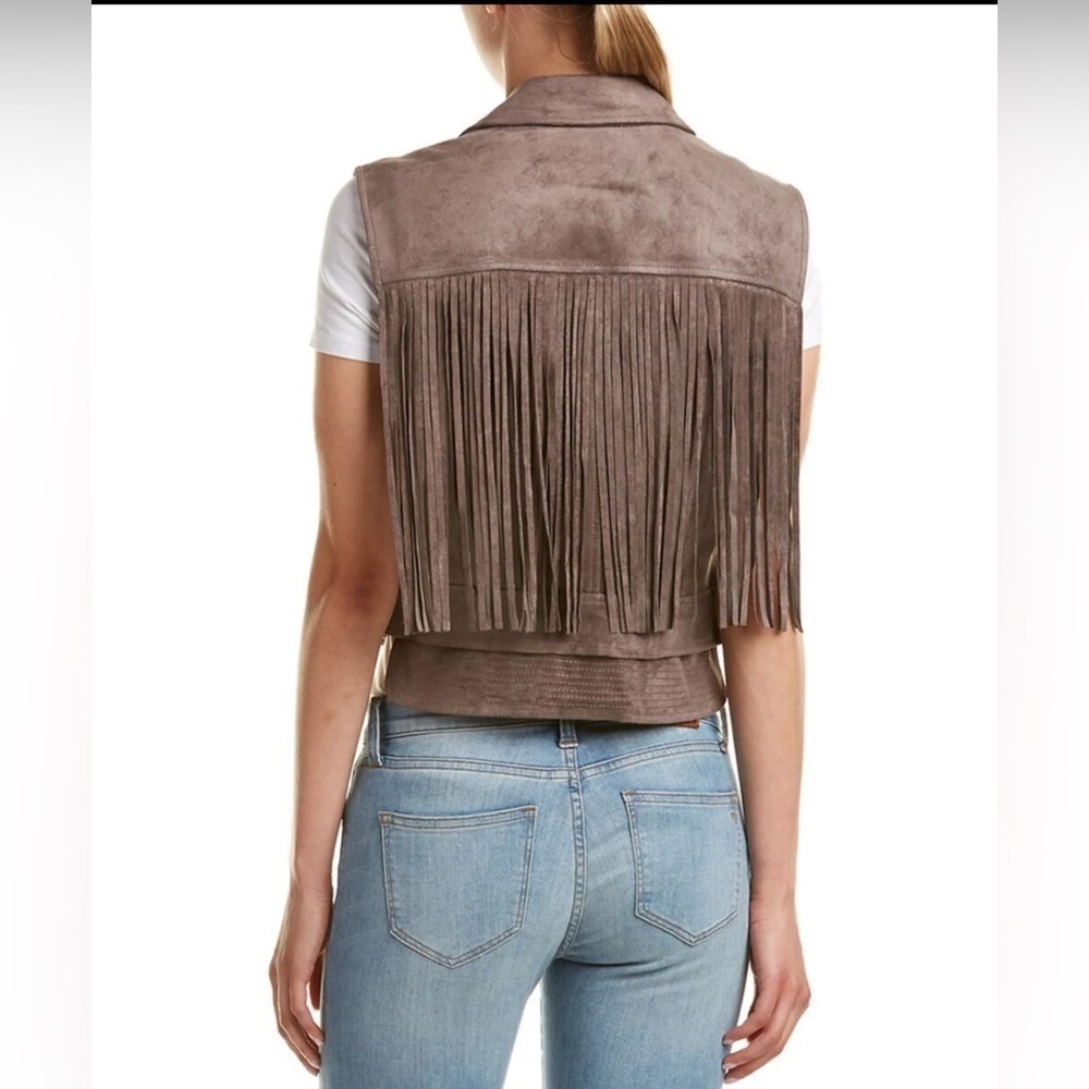 BCBG Brown Suede Fringe Vest Western Cowboy Festival Equestrian Biker Tribal XXS - Picture 4 of 5